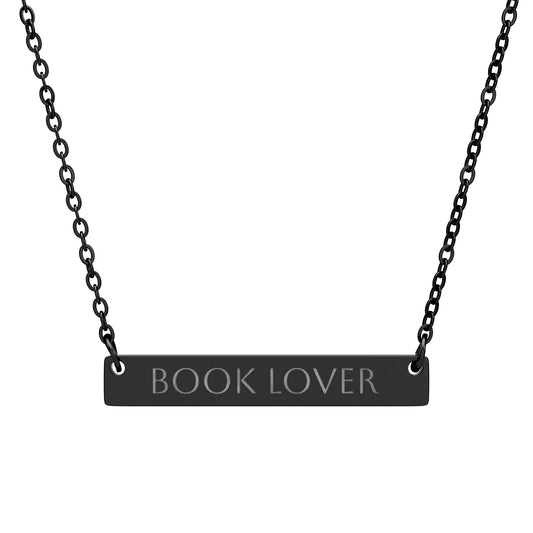 Book Lover Engraved Bar Necklace